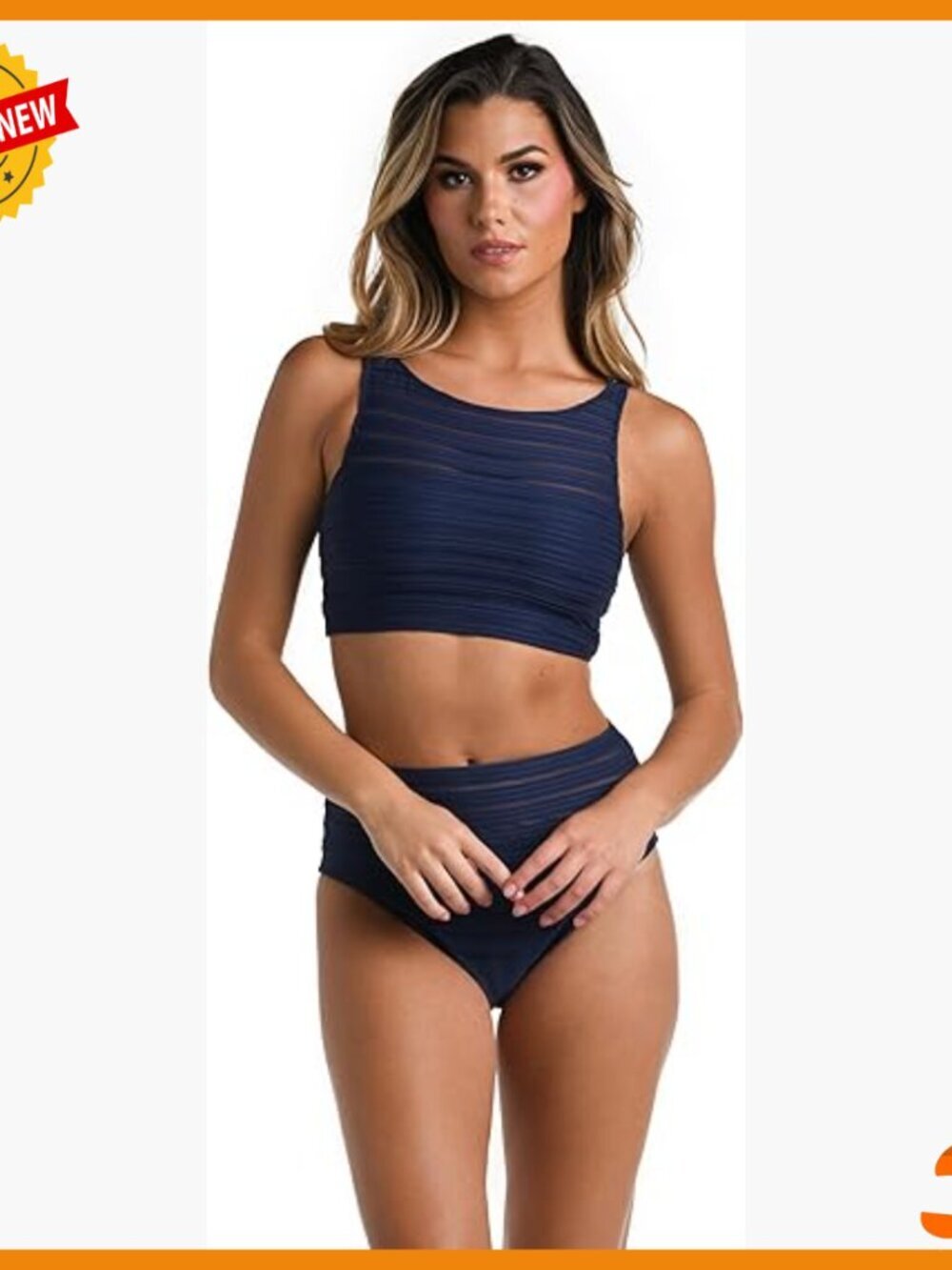 High Neck Midkini Swimsuit Top Adjustable Straps Removable Cups